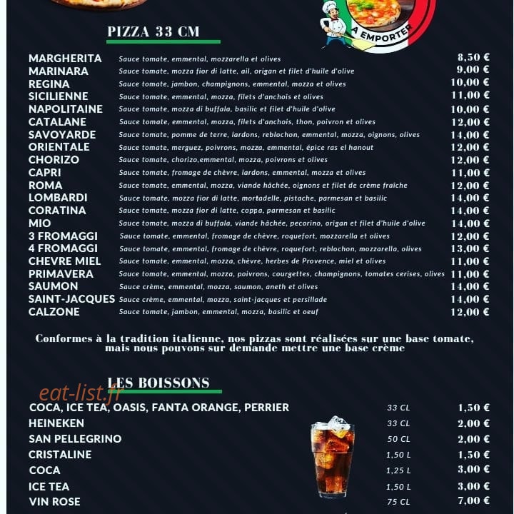Bona'Pizza — carte page 1