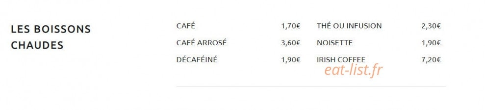 Carte et menu de Can Mylia à Sainte Marie — Boissons chauds