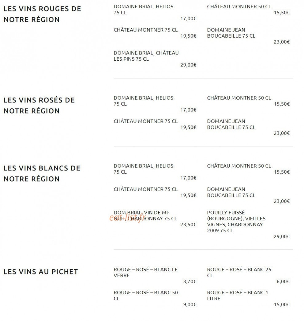 Carte et menu de Can Mylia à Sainte Marie — Vins