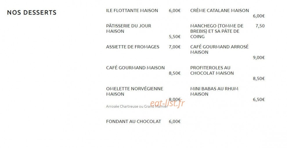 Carte et menu de Can Mylia à Sainte Marie — Desserts
