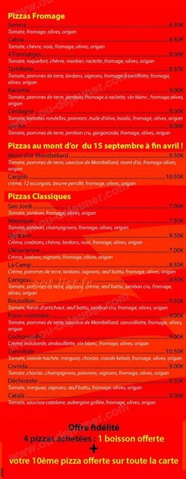 Català Pizza — carte page 2