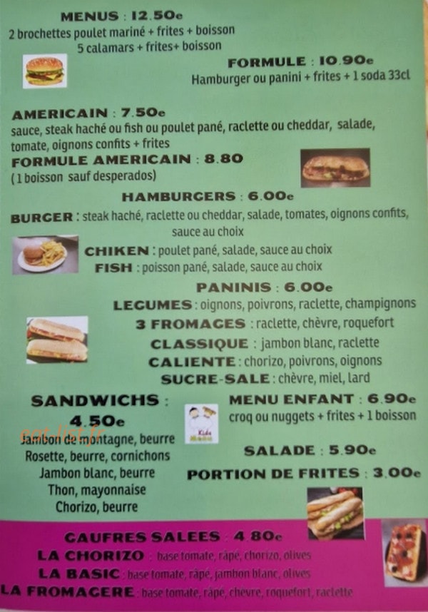 Family Snack — carte page 2