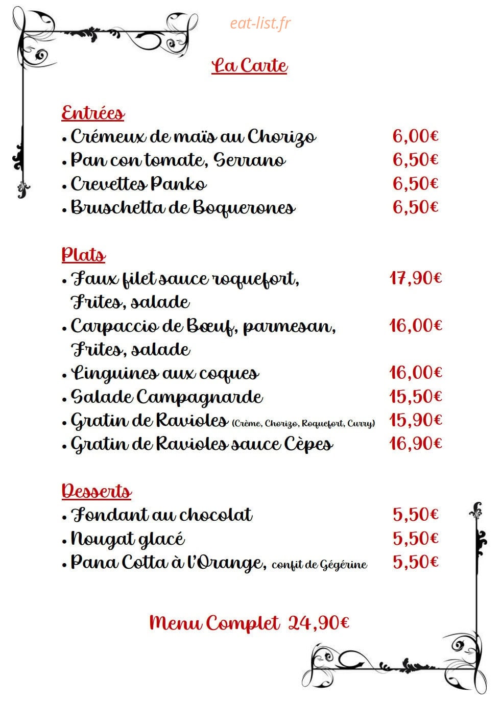 L'Aimé Chai — carte page 1