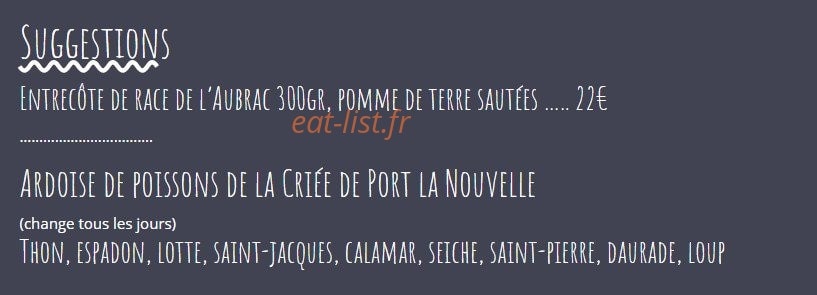 Carte et menu de L'Étrille à Sainte Marie — Suggestions