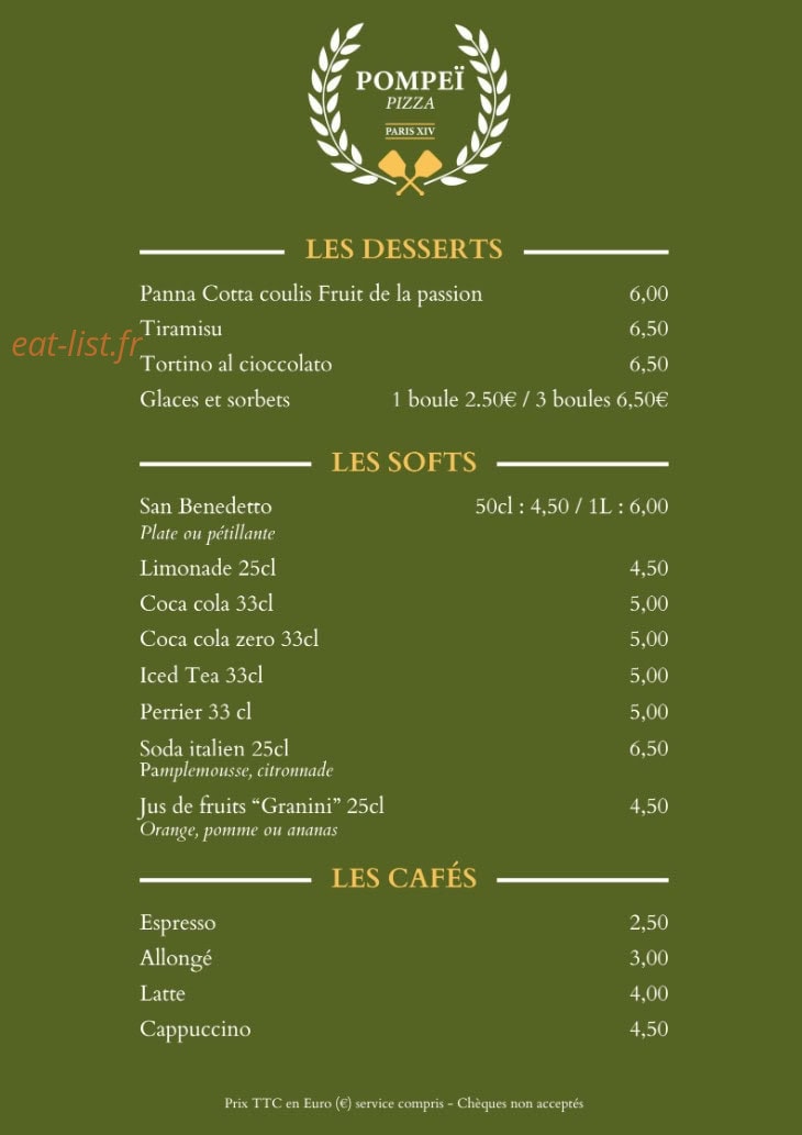 Pompeï Pizza — carte page 3
