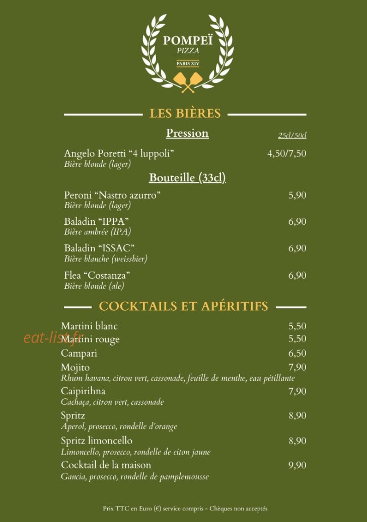 Pompeï Pizza — carte page 2