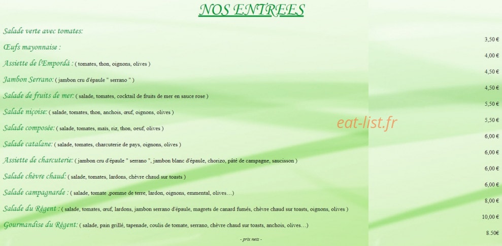 Le Regent — carte page 1