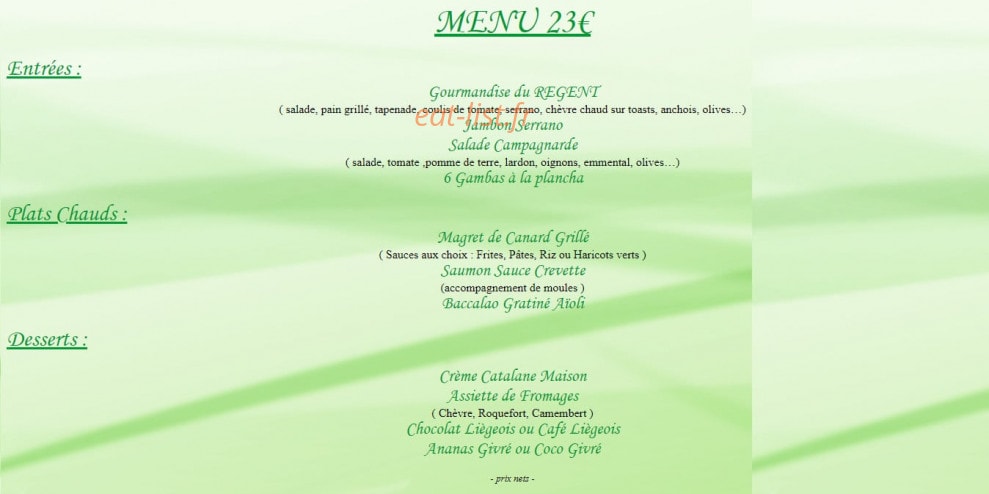 Le Regent — carte page 8