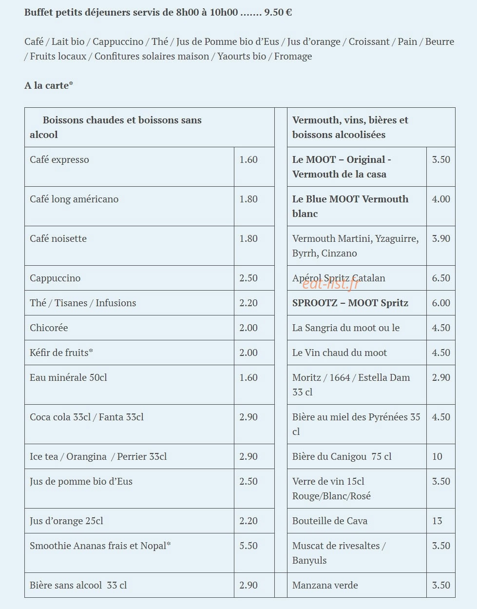 Le Moot Vermuteria — carte page 1