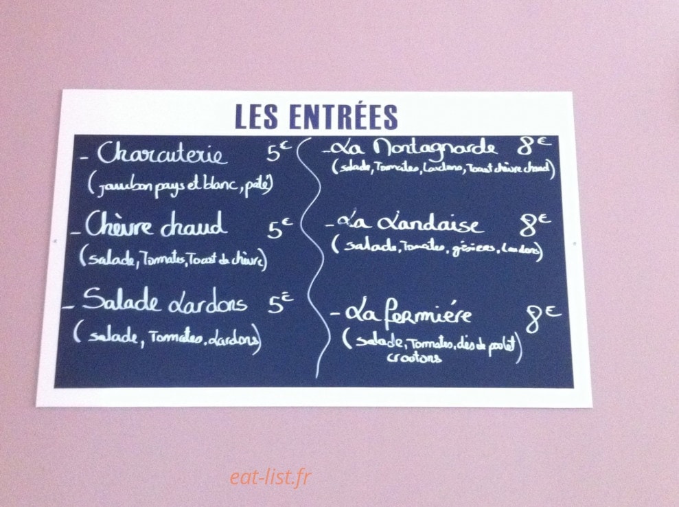 Le bistrot du canigou — carte page 1