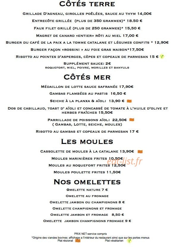 Le cafe de la paix — carte page 2