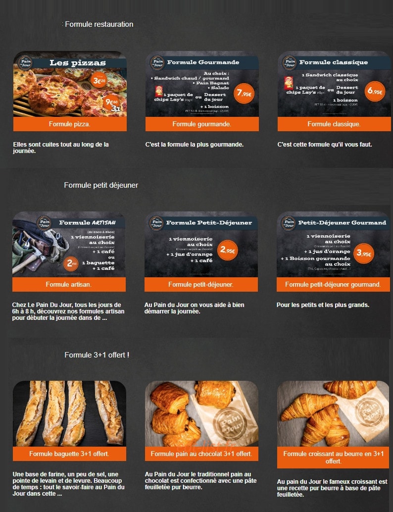 Le Pain du Jour — carte page 7