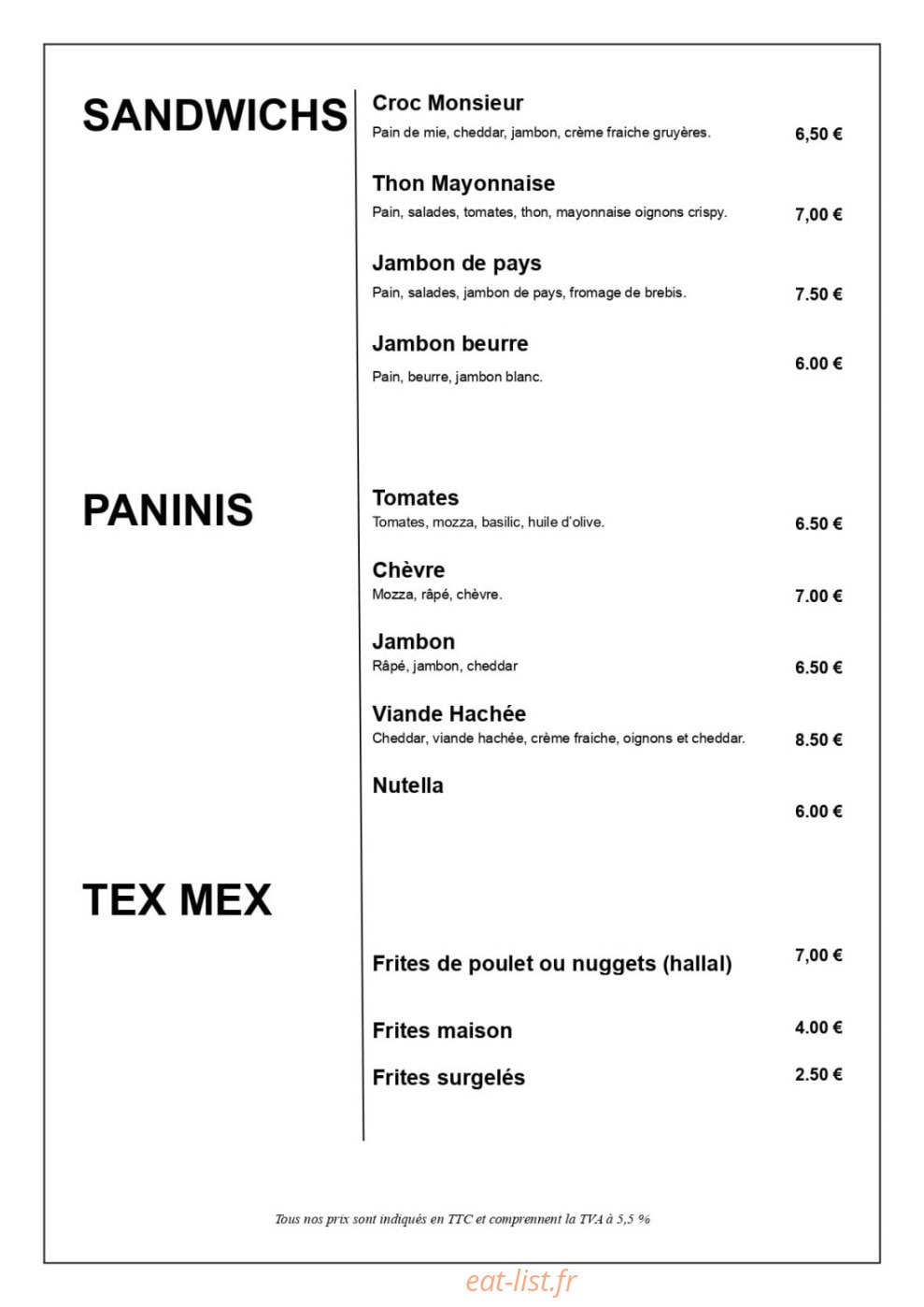 A la p'tit Pose — carte page 2