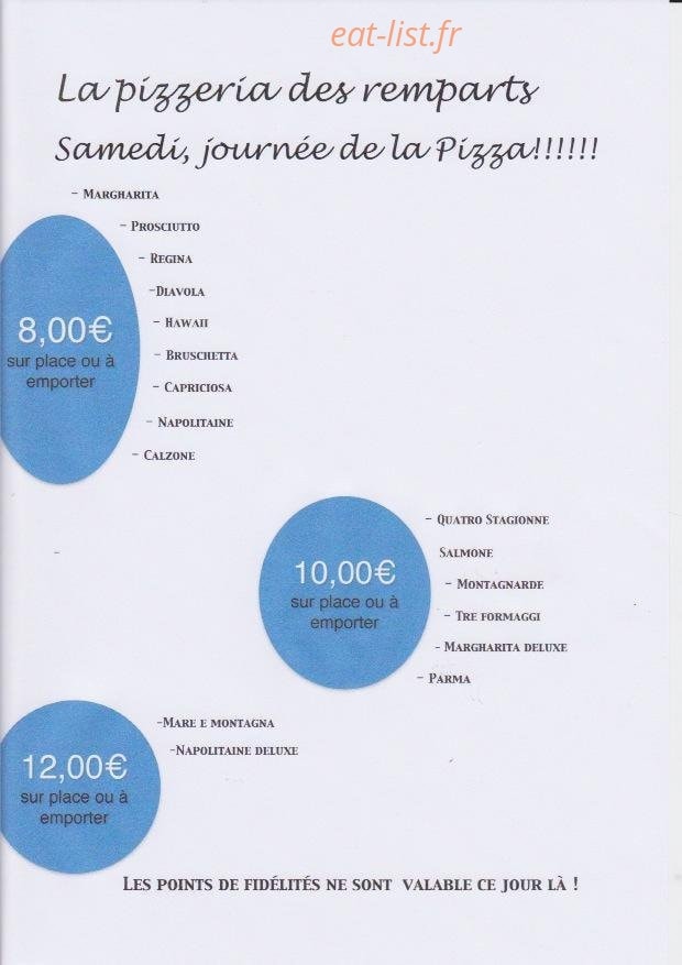 Carte et menu de La pizzeria des remparts à Villefranche de Conflent — Les autres pizzas