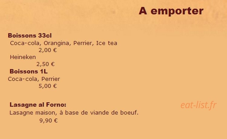 Carte et menu de La pizzeria des remparts à Villefranche de Conflent — Les boissons