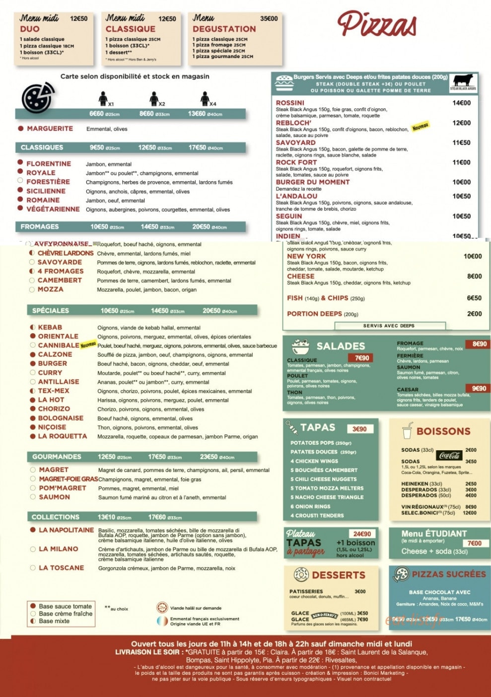 Pizza Bonici — carte page 1