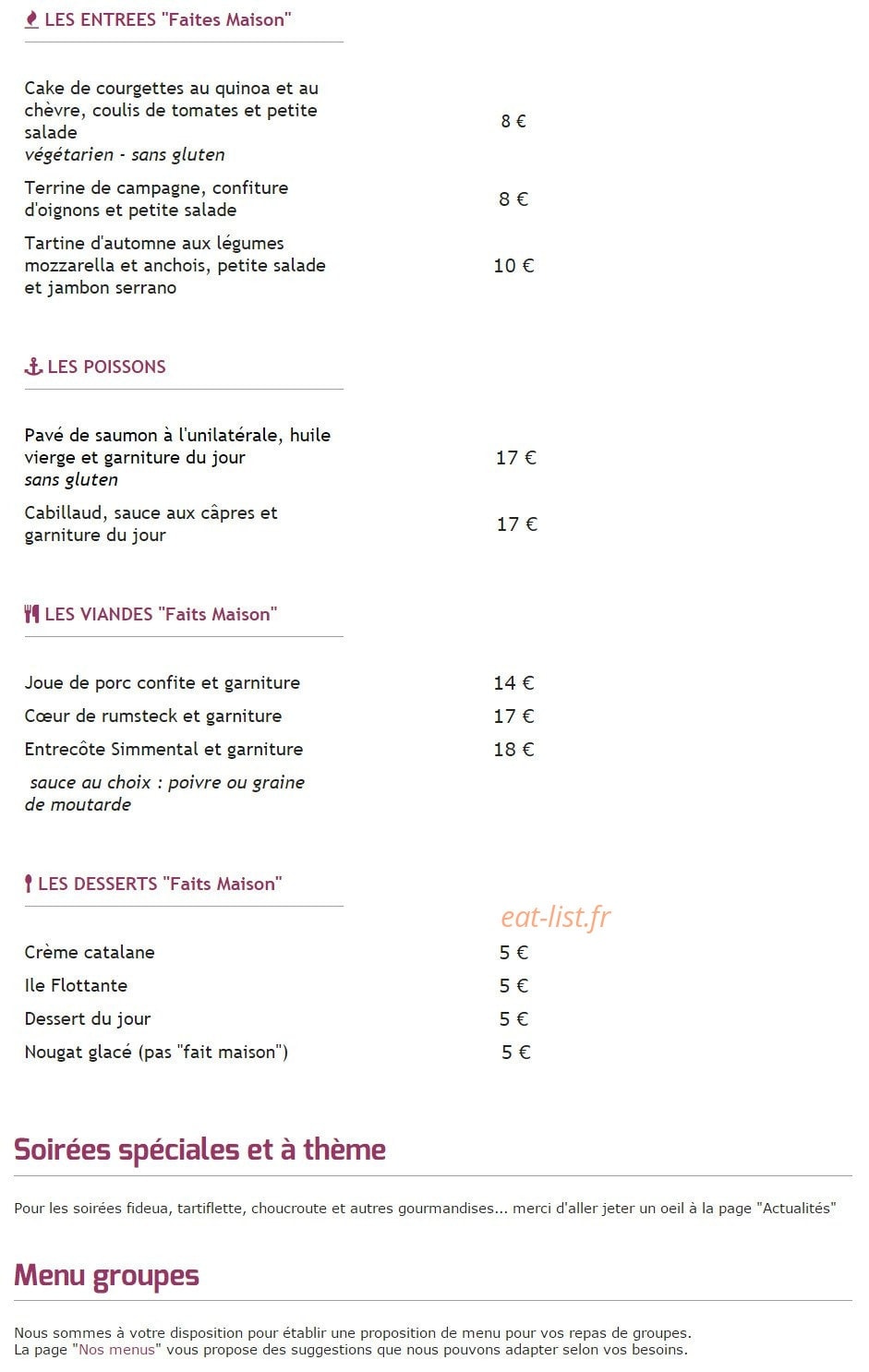 La Brasserie 66 — carte page 1