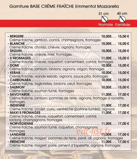 Bénito Pizza — carte page 4