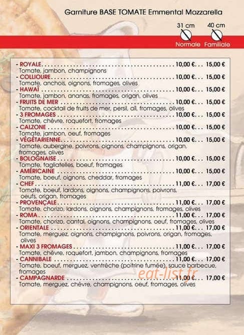 Bénito Pizza — carte page 3