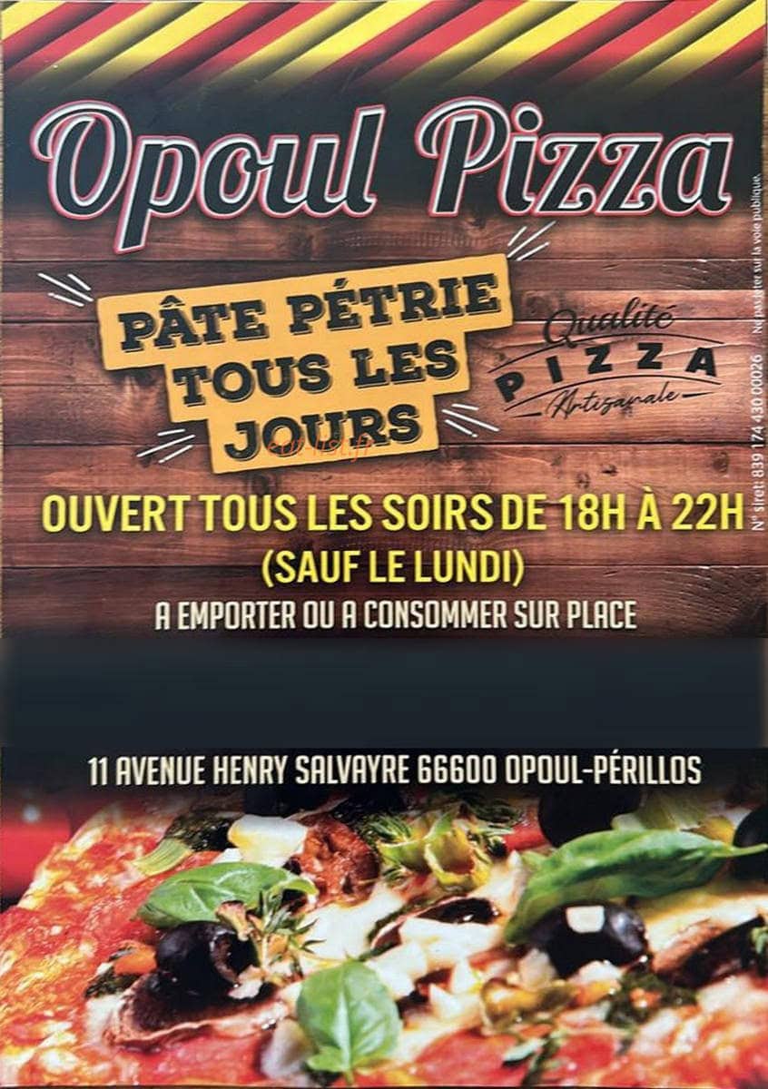 Opoul Pizza — carte page 1