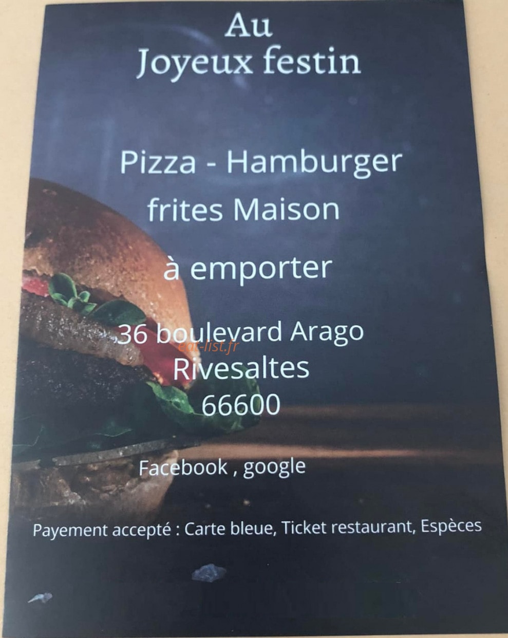 Au joyeux festin — carte page 1