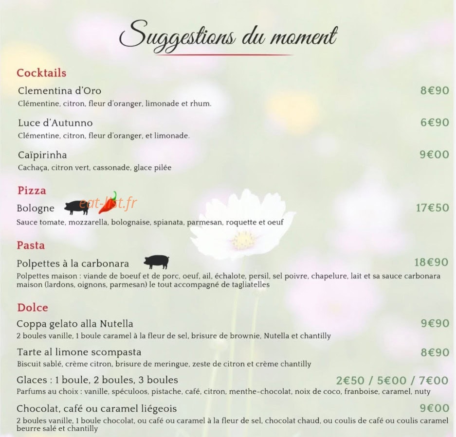 Carte et menu de L'Amici à Rivesaltes — Suggestions du moment