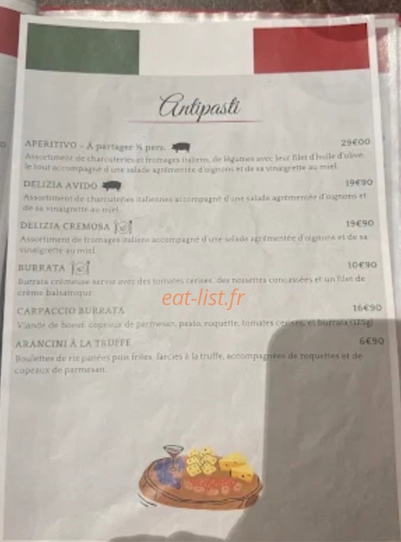 Carte et menu de L'Amici à Rivesaltes — Antipasti
