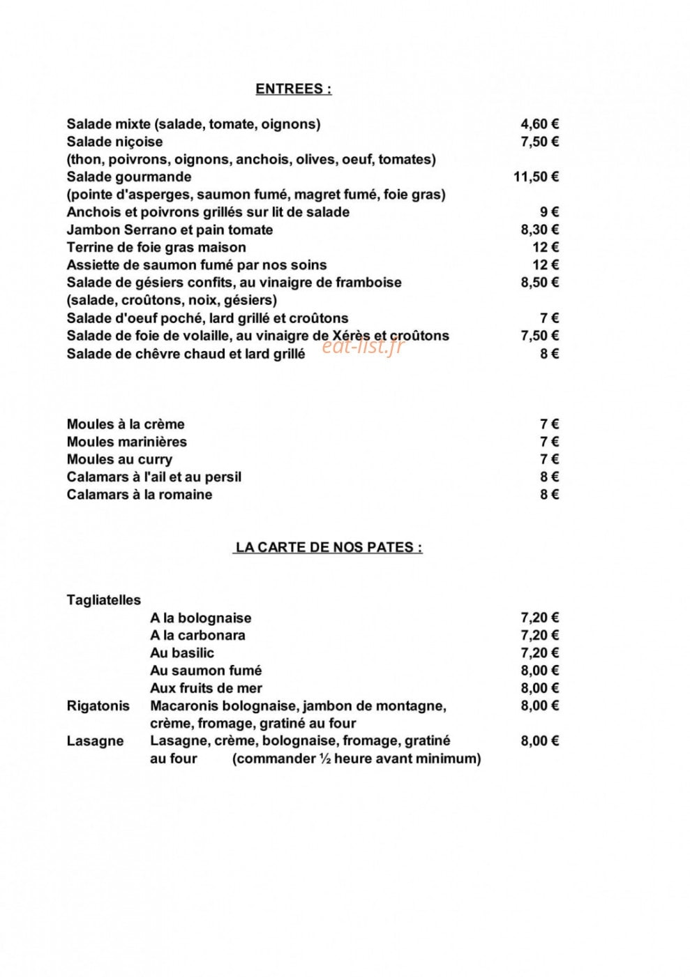 La Bonn' Pizza — carte page 2