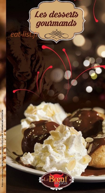 Carte et menu des desserts