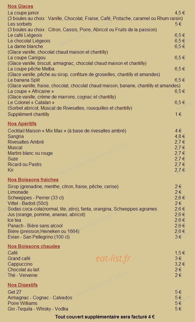 Restaurant Pizzeria du Fort de Salses — carte page 2