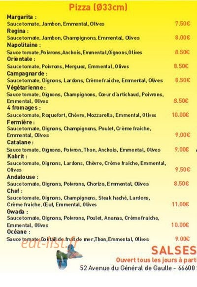 Salses Pizza — carte page 2
