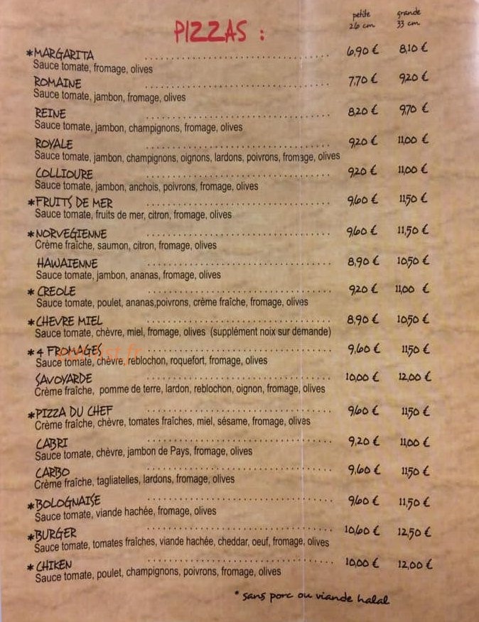 Pizza Delpierro — carte page 4