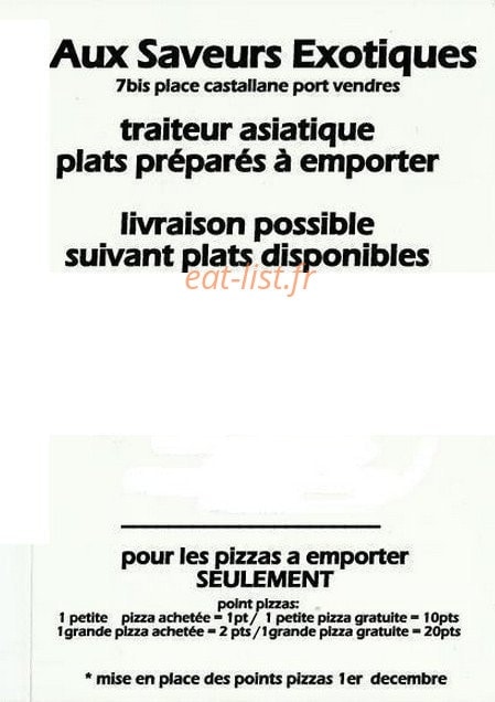 Carte et menu de Pizzeria de la place castellane à Port Vendres — Les informations supplémentaires
