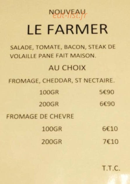 Carte et menu de Chez Loulou à Palau Del Vidre — Le farmer