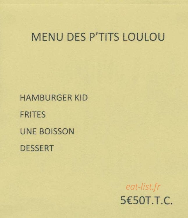 Carte et menu de Chez Loulou à Palau Del Vidre — Le menu