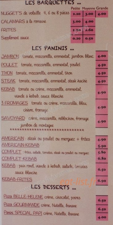 Le Fournil de Papi — carte page 2