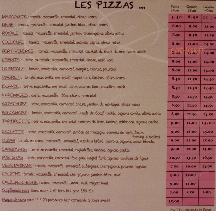 Le Fournil de Papi — carte page 1
