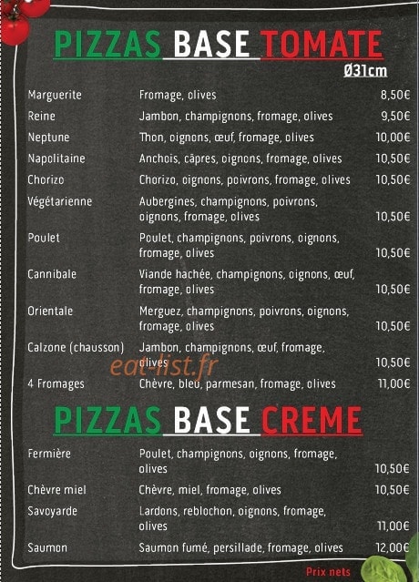 Palau pizza — carte page 1