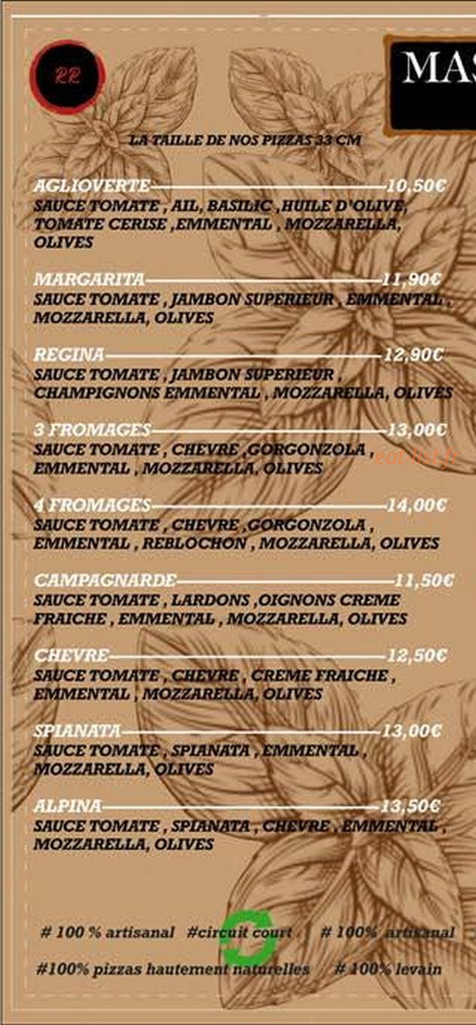 Master'Pizz — carte page 1