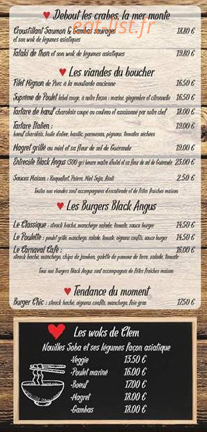 Carnavale cafe — carte page 2