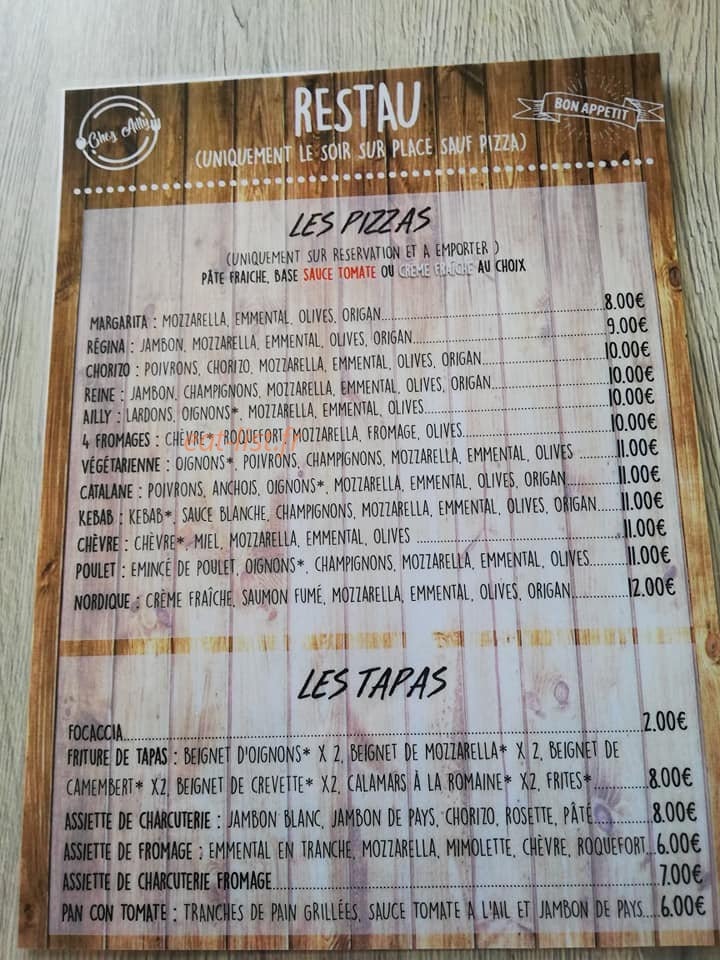 Chez Ailly — carte page 1