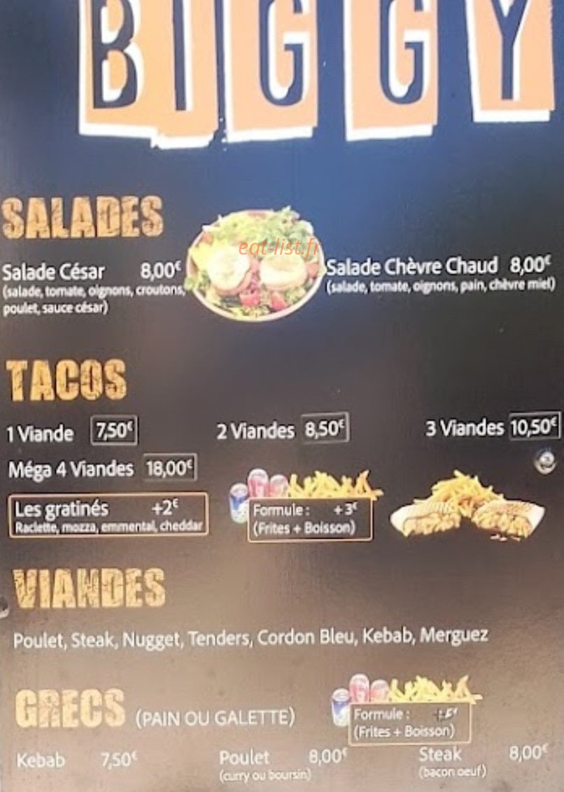Chez Biggy — carte page 1
