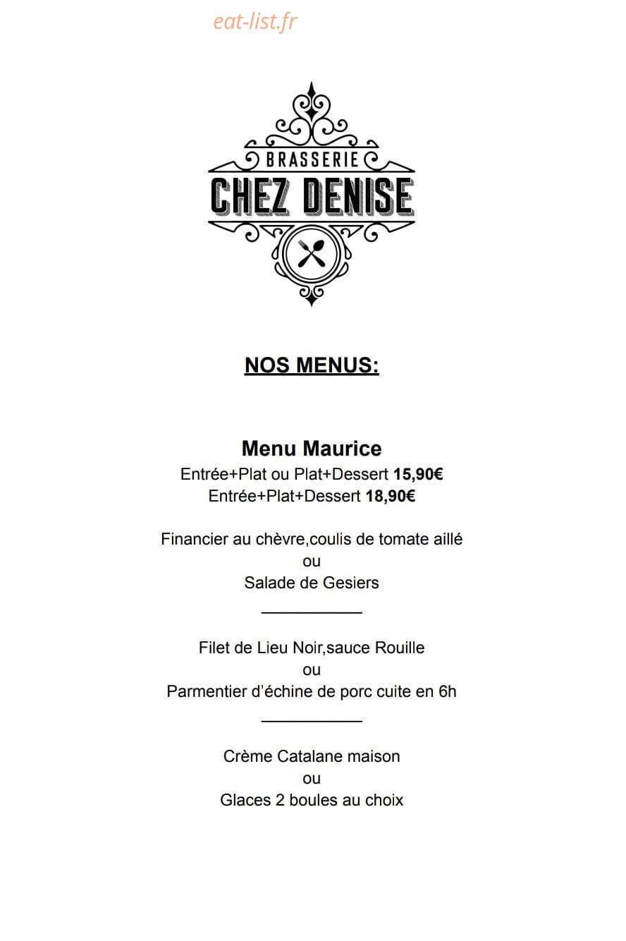 Chez Denise — carte page 1