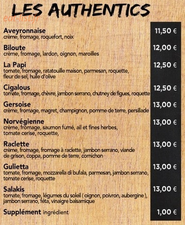 L'authentic Pizza — carte page 3