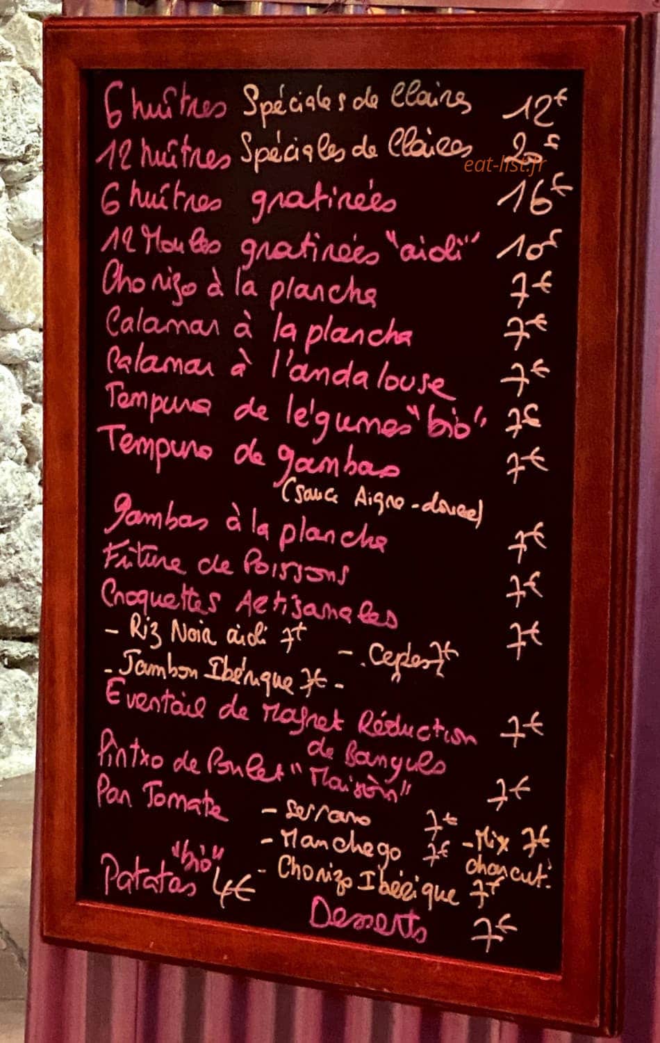 Carte et menu de La Cabane du Pêcheur à Argeles sur Mer — Les plats