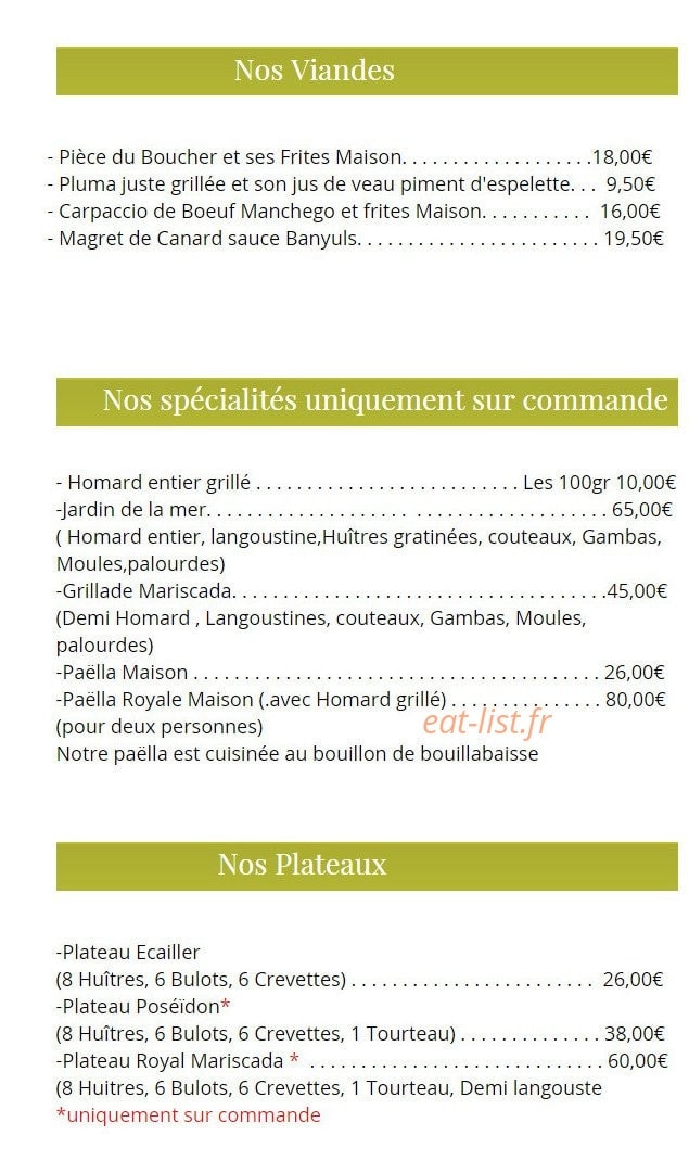 La Mariscada — carte page 2