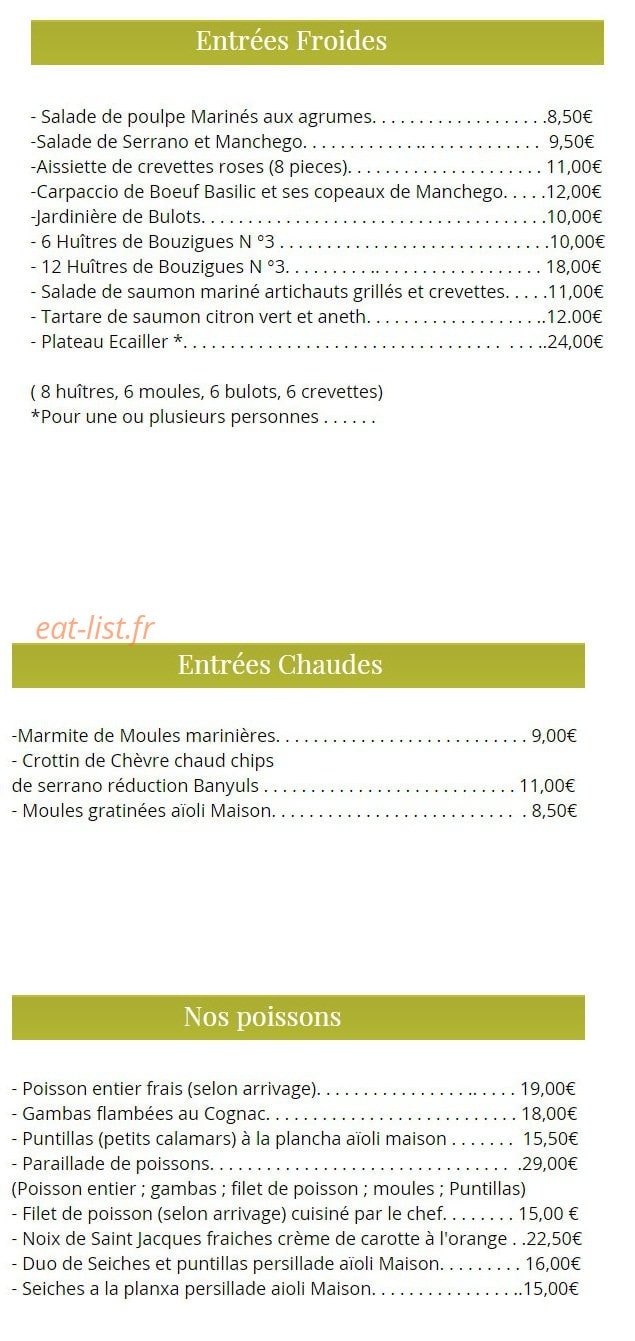 La Mariscada — carte page 1