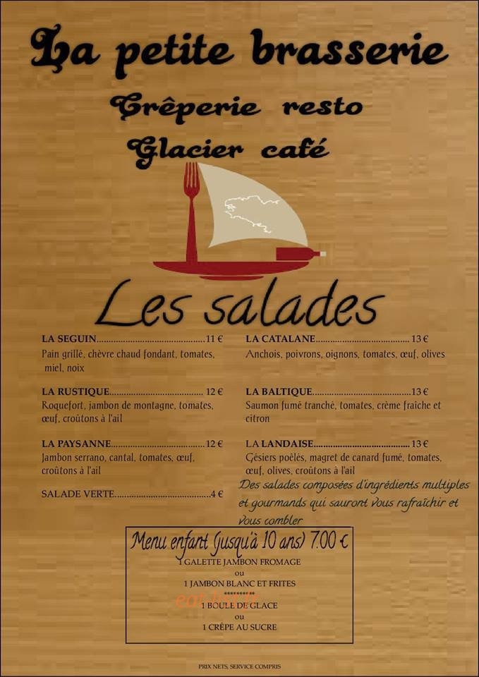 La Petite Brasserie — carte page 1