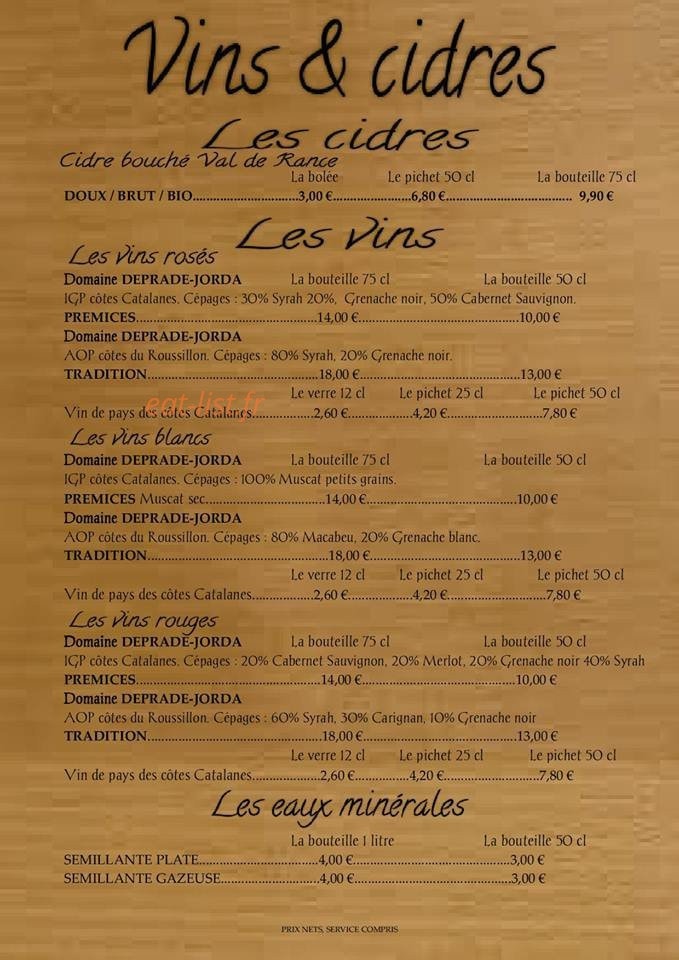 La Petite Brasserie — carte page 7