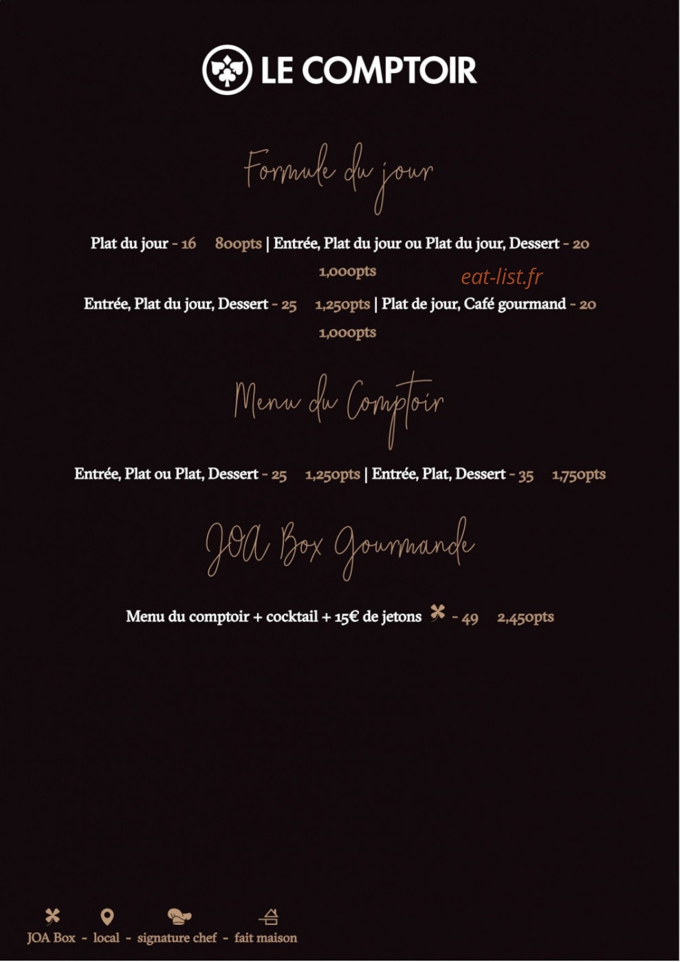 Le Comptoir JOA — carte page 1